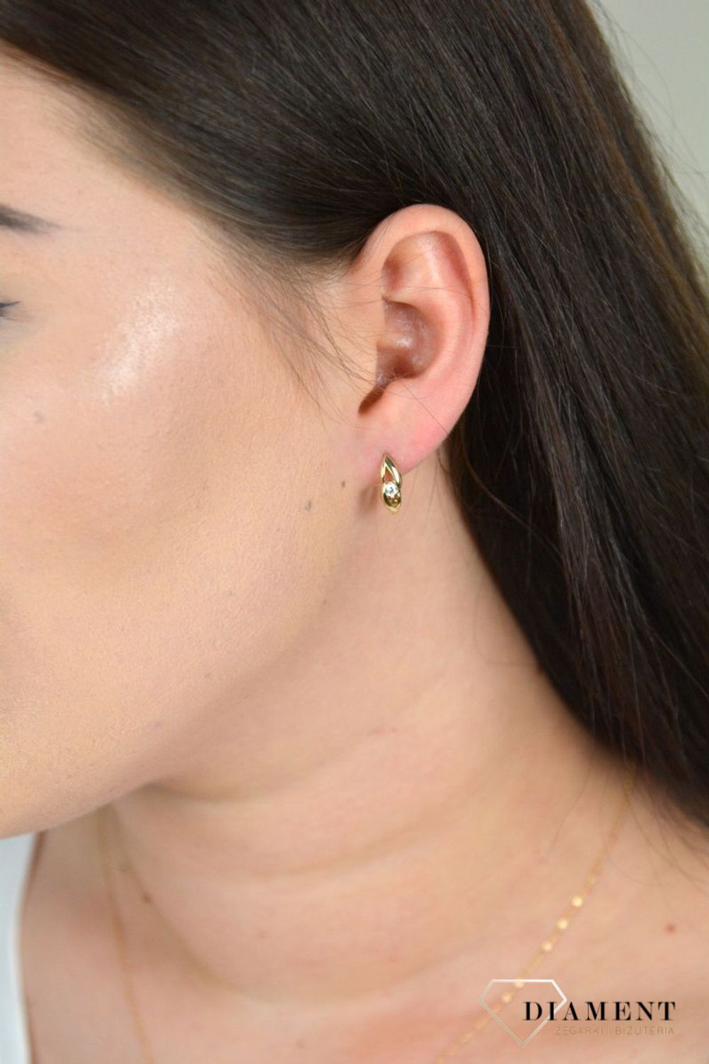 Złote kolczyki gładkie z cyrkonią KL 3384.jpg